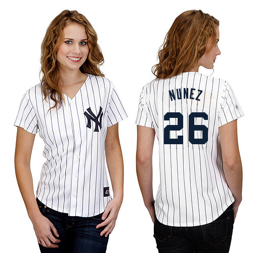 Eduardo Nunez #26 mlb Jersey-New York Yankees Women's Authentic Home White Baseball Jersey